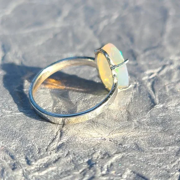 COPY-Ethiopian Opal Ring Size 7 Sterling Silver-Opal Jewelry-Opal Stone-Birth… - Picture 8 of 10